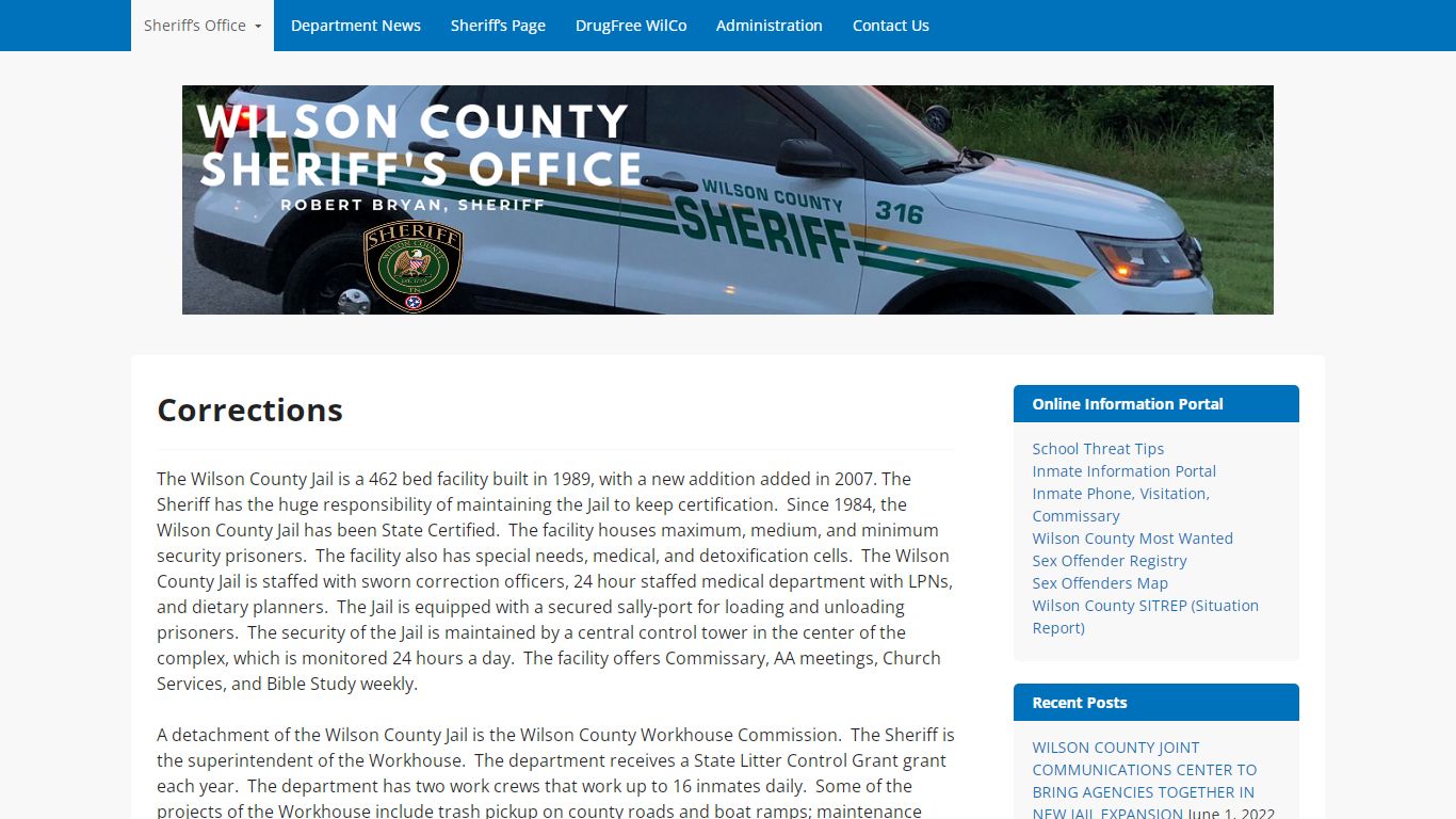 Corrections – Wilson County Sheriff's Office